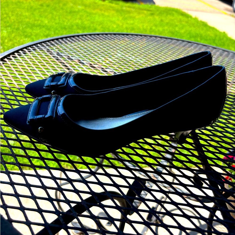 Vintage Anne Klein Dark Blue Buckle pumps sz 9.5 - Picture 5 of 8